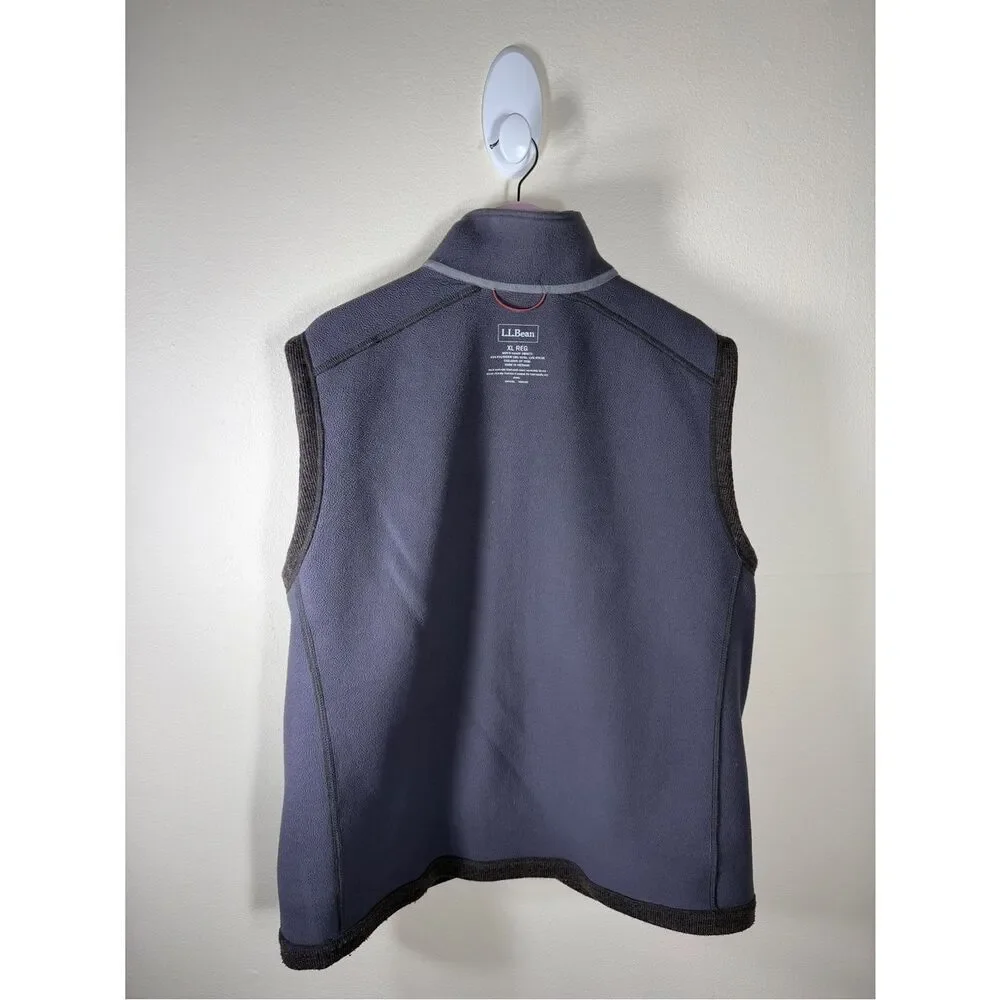 LL Bean Sweater Vest Fleece Liners Sleeveless Men XL Brown Full Zip